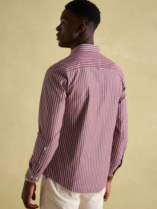 Abbott Red Striped Cotton Poplin Shirt