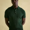 Adlington Green Cable Knitted Polo Shirt