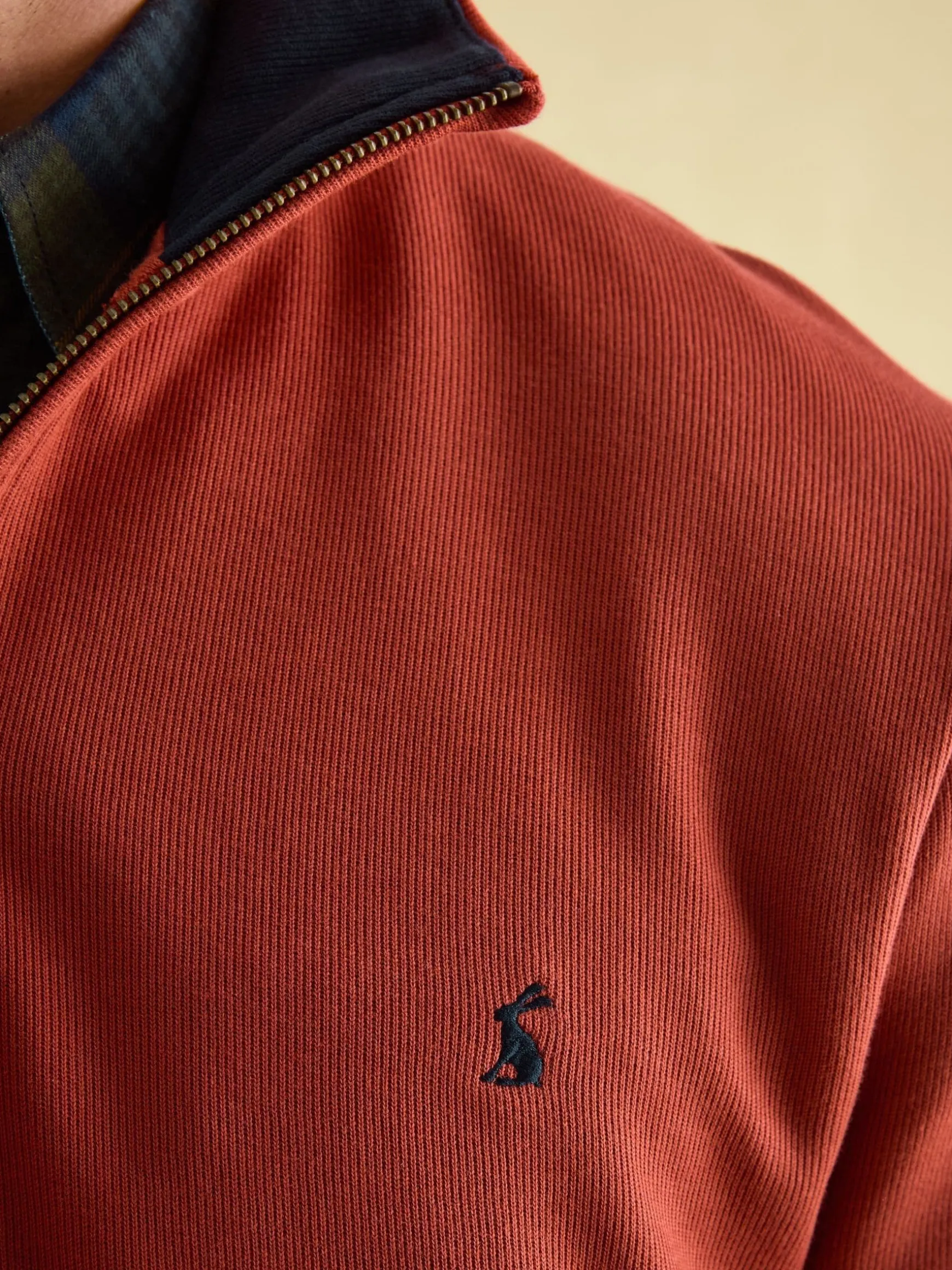 Alistair Orange Quarter Zip Cotton Sweatshirt