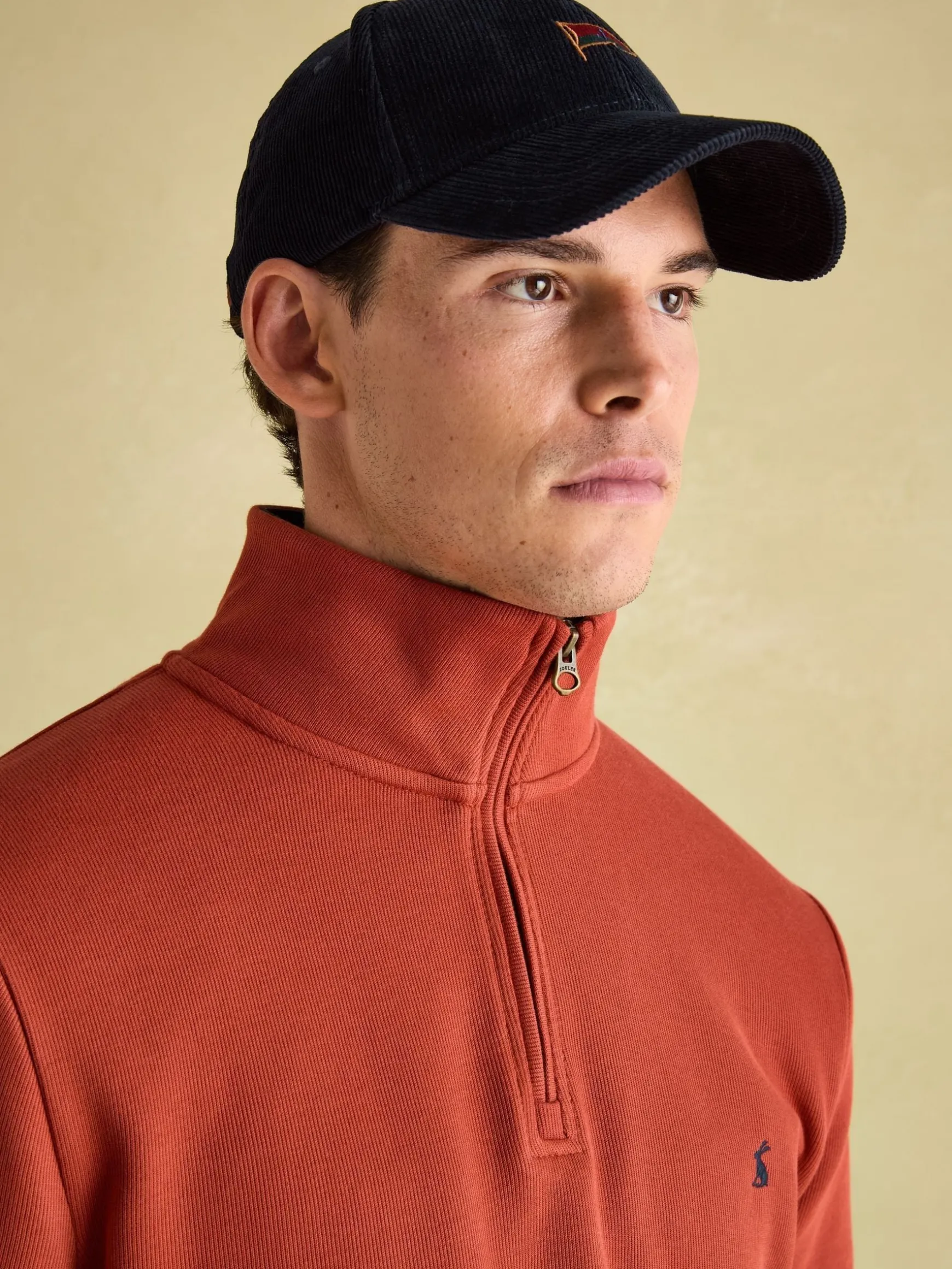 Alistair Orange Quarter Zip Cotton Sweatshirt