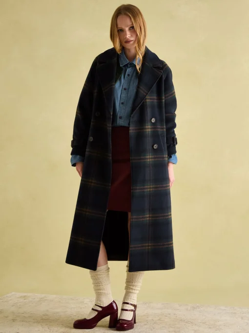 Amberley Navy Longline Wool Blend Coat with Belt