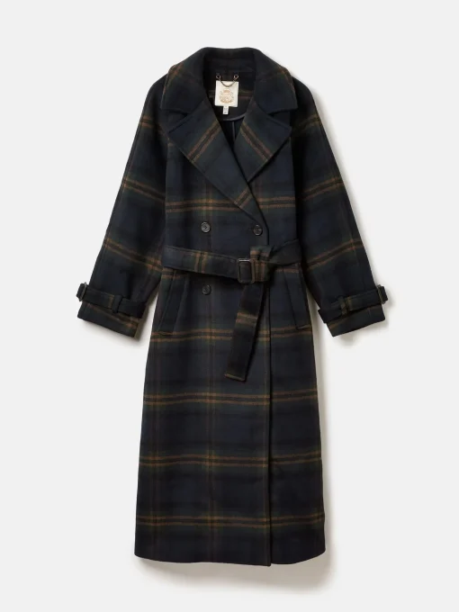 Amberley Navy Longline Wool Blend Coat with Belt