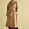 Amberley Tan Brown Longline Wool Blend Coat with Belt