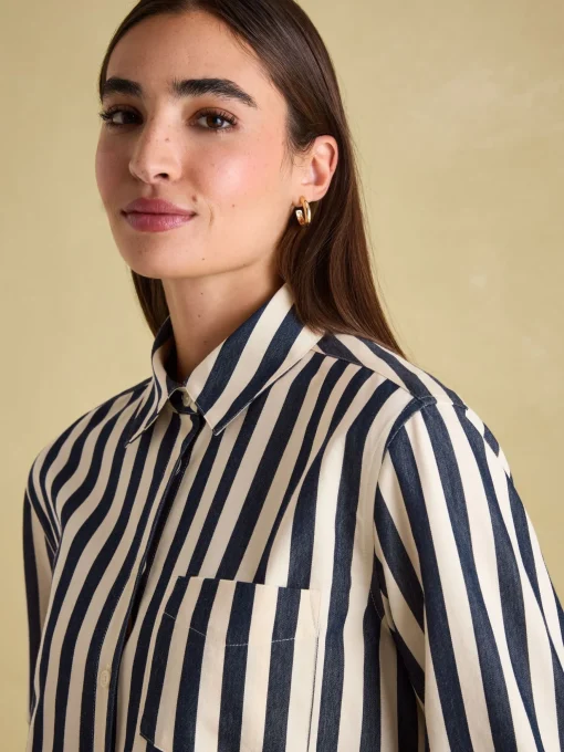 Amilla Navy & Cream Stripe Shirt