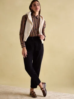 Amilla Navy & Tan Stripe Shirt