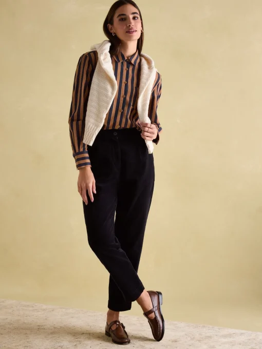Amilla Navy & Tan Stripe Shirt