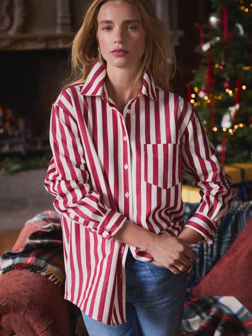 Amilla Red & Cream Stripe Shirt