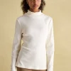Amy Cream Ribbed Long Sleeve High Neck Jersey Top