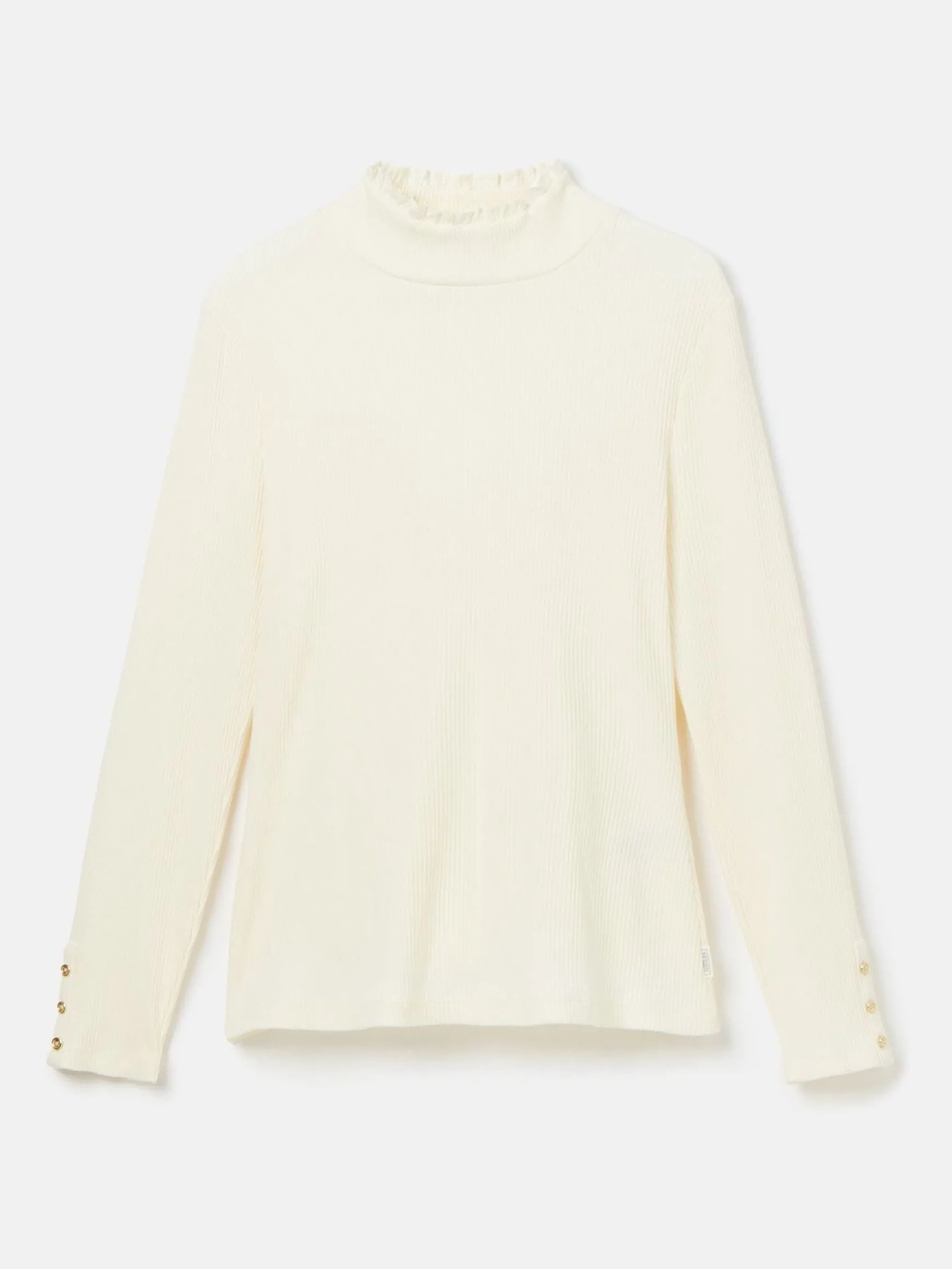 Amy Cream Ribbed Long Sleeve High Neck Jersey Top