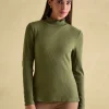Amy Green Ribbed Long Sleeve High Neck Jersey Top
