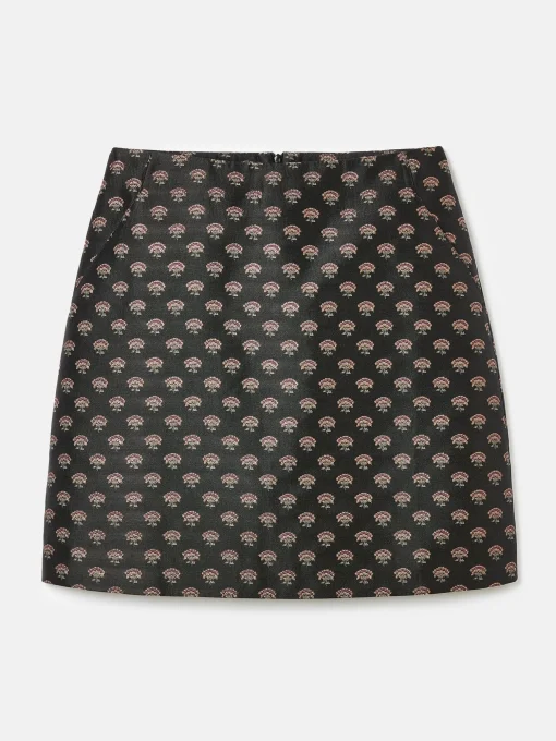 Annalise Black Jacquard A-Line Skirt