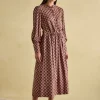 Aster Brown Tie Waist Midi Dress