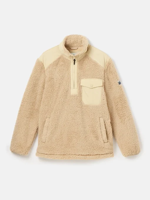 Billy Cream Quarter Zip Borg Fleece Sweatshirt