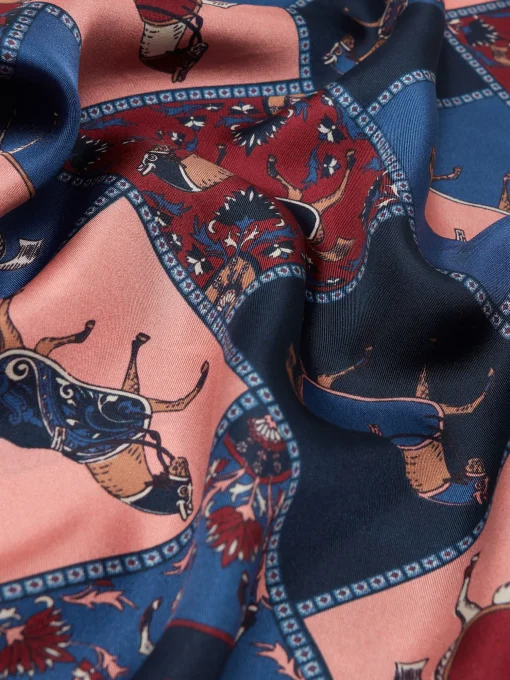 Bloomfield Navy/Burgundy Square Silk Scarf