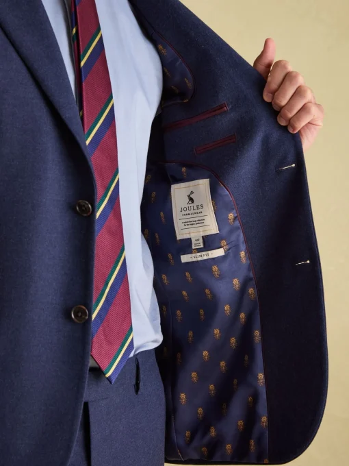 Blue Slim Fit Flannel Suit Jacket