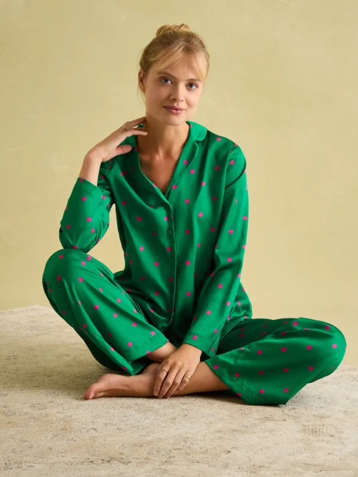 Bonnie Green Satin Pyjama Set