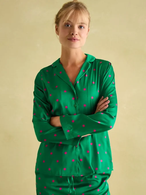 Bonnie Green Satin Pyjama Set