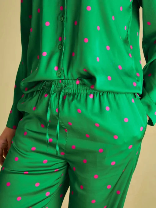 Bonnie Green Satin Pyjama Set