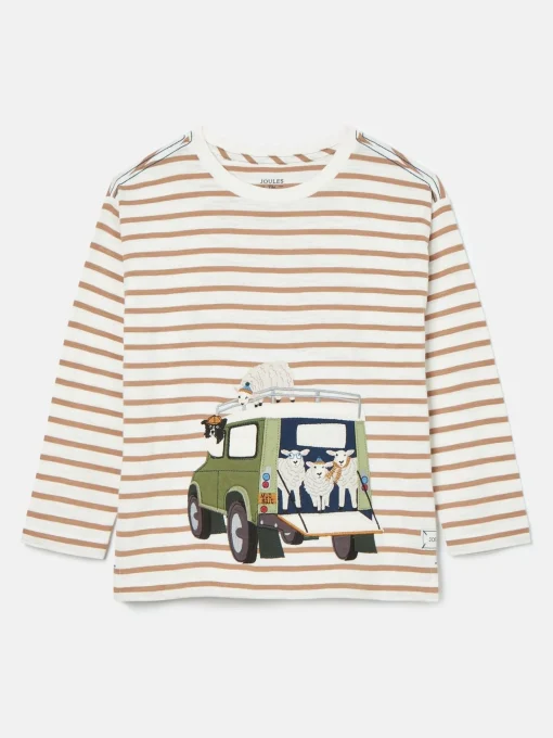 Boys' Jack Cream & Natural Stripe Artwork Top