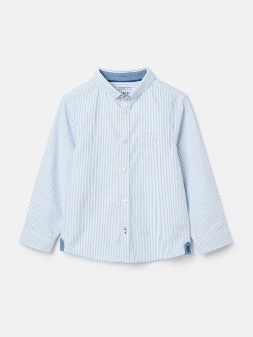 Boys' Oxford Blue Long Sleeve Striped Oxford Shirt