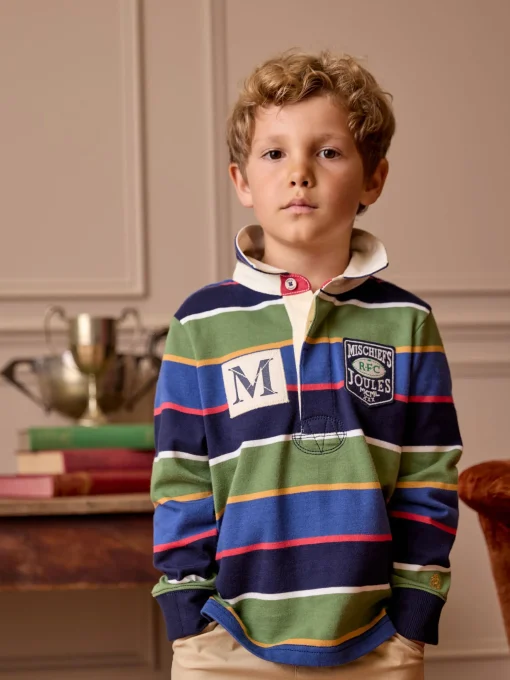 Boys' Tournament Multi Stripe Rugby Shirt