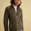 Braemar Luxe Khaki Green Showerproof Diamond Quilted Coat
