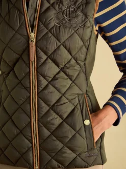Braemar Luxe Khaki Green Showerproof Diamond Quilted Gilet