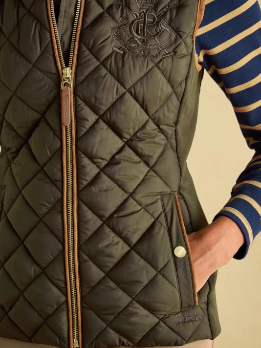 Braemar Luxe Khaki Green Showerproof Diamond Quilted Gilet