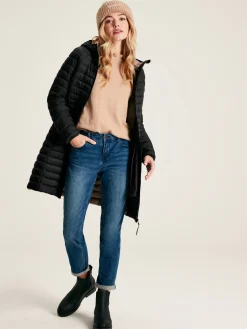 Bramley Black Showerproof Long Packable Padded Coat