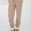 Brown Herringbone Jersey Slim Leg Joggers