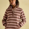 Burnham Chocolate Brown pink Funnel Neck Quarter Zip Sweatshirt