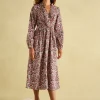 Cara Cream Ditsy Cord Twisted Front Dress