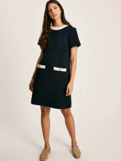 Celeste Navy Blue Mini Boucle Dress