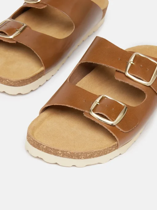 Celeste Tan Brown Double Strap Sandals
