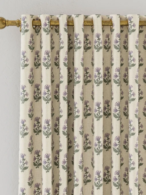 Chamomile Set of 2 Oat Blackout Eyelet Curtains