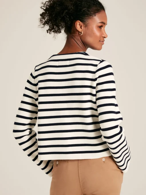 Constance Cream & Navy Striped Cotton Cardigan
