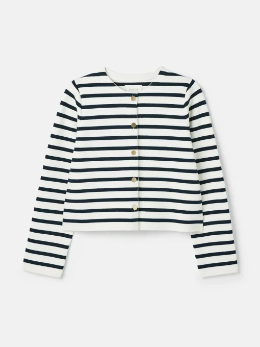 Constance Cream & Navy Striped Cotton Cardigan