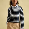 Constance Navy & White Striped Cotton Cardigan