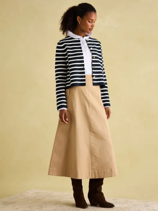 Constance Navy & White Striped Cotton Cardigan