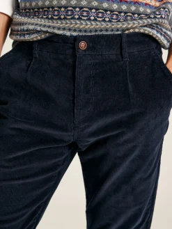 Cord Navy Blue Straight Leg Corduroy Trousers