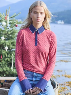 Cordelia Red Geo Long Sleeve Top