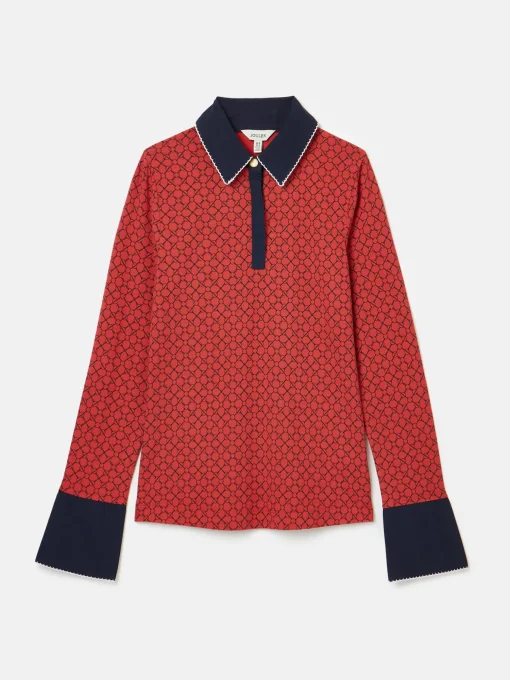 Cordelia Red Geo Long Sleeve Top