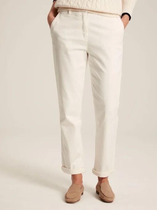Cream Slim Fit Chino Trousers