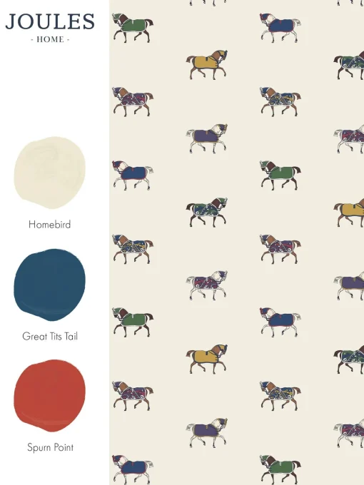 Cream/Multi Regal Horse Print 10M Wallpaper
