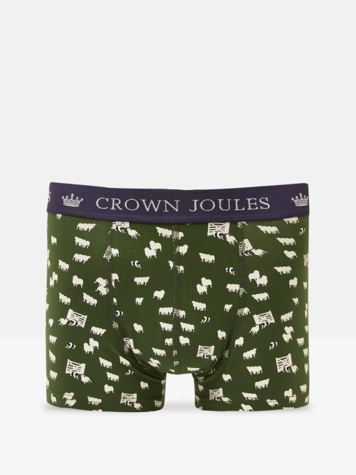 Crown Joules Green/Navy Pack of Two Cotton Boxers
