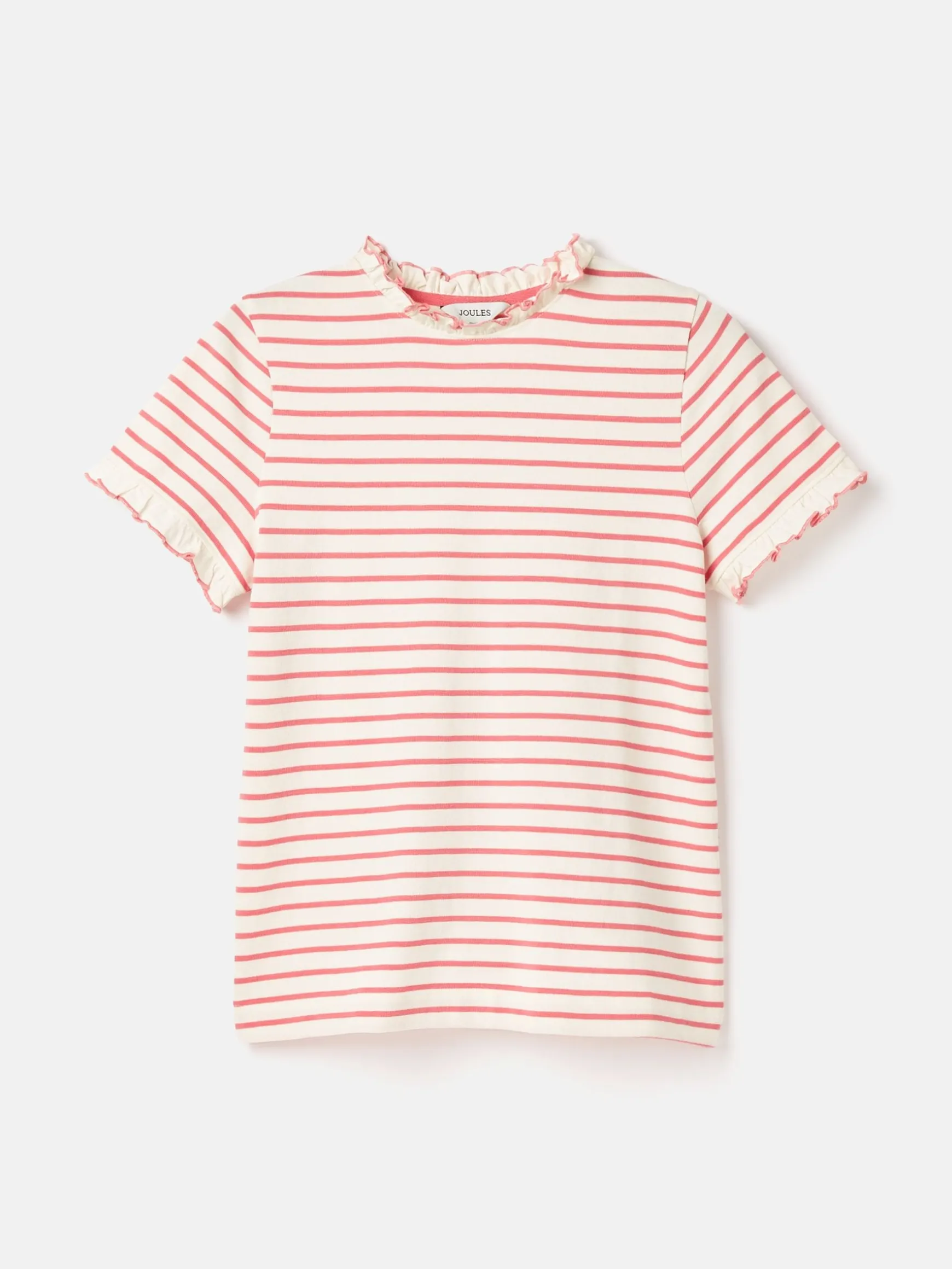 Daisy Pink/Cream Short Sleeve Frilled Neck Top