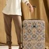 Damask Print Large Four Wheel Hard Shell Suitcase