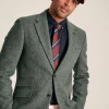 Dark Green Herringbone Texture Slim Fit Blazer