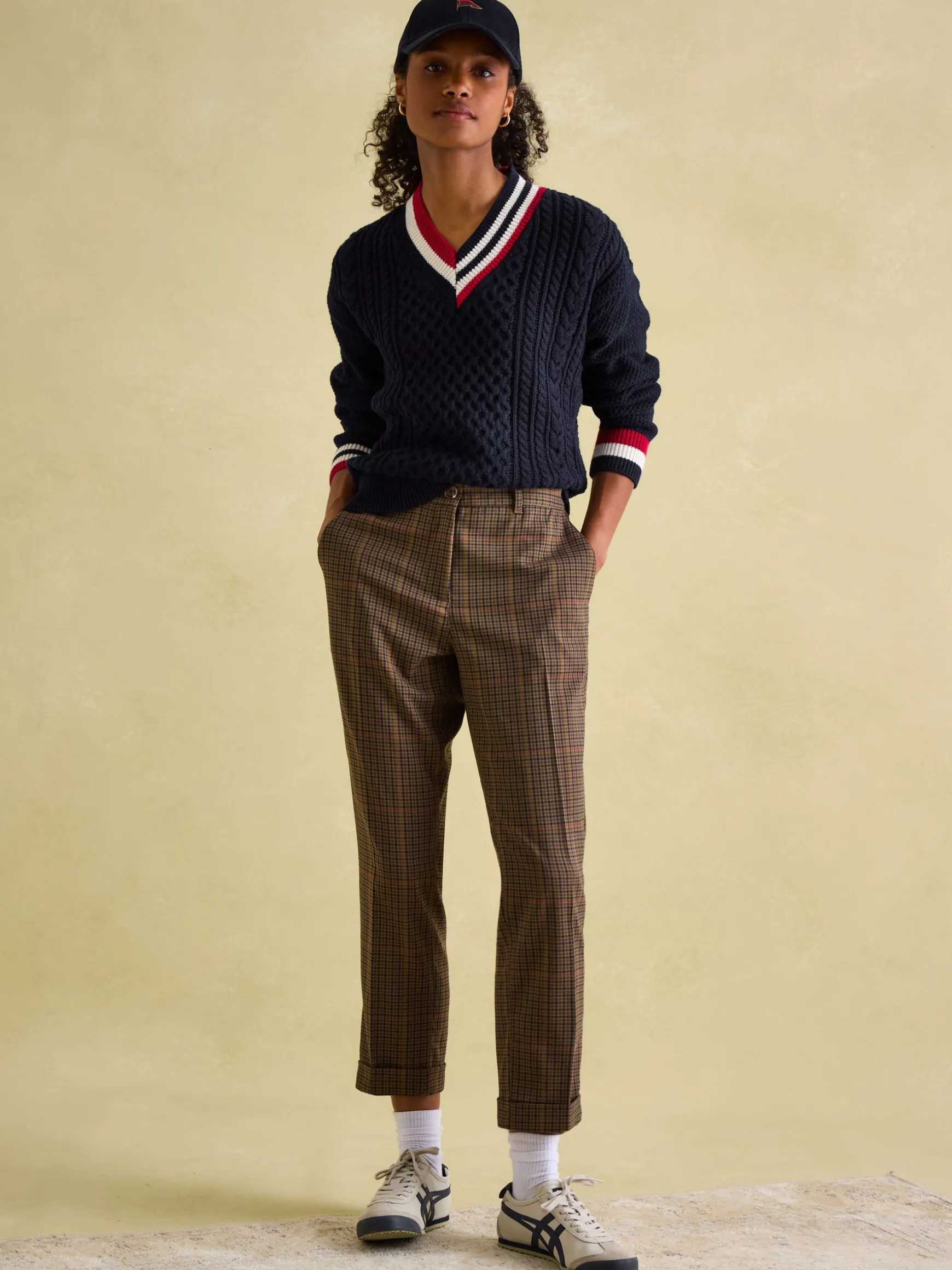 Dawson Navy Cable Knit Cricket Jumper