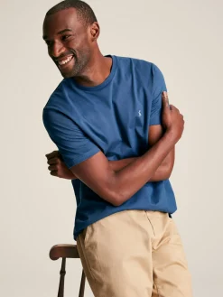 Denton Blue Plain Jersey Crew Neck T-Shirt